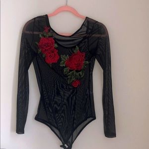 BOUTIQUE Mesh Rose Bodysuit